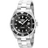 Invicta Pro Diver - Orologio da uomo in acciaio inossidabile con movimento al quarzo - 43 mm, Argento / Nero