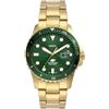 Fossil Orologio subacqueo blu da uomo, movimento al quarzo con data a tre lancette e cinturino in acciaio inossidabile o in pelle, 42 mm, Tono oro