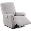 textil-home Textilhome Copripoltrona Relax Reclinabile TEIDE 1 Posto - Fodera Elasticizzata, Copridivano Poltrona Protettiva Antigraffio Anti-Animali - Colore Grigio Chiaro (70-100 cm)