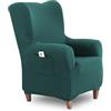 textil-home Textilhome Copripoltrona Con Orecchie TEIDE 1 Posto - Fodera Elasticizzata, Copridivano Poltrona Protettiva Antigraffio Anti-Animali - Colore Verde smeraldo (70-100 cm)