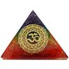 AB India Crafts Energia piramide orgonite (240 g/8 cm), 7 pietre preziose chakra con simbolo Mantra Om Aum, protezione energetica e armonia