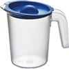 Roltex, piccola caraffa con coperchio in plastica, 500 ml, colore: trasparente satinato, con coperchio blu
