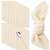 Behogan Set di 12 tovaglioli in tessuto, tovaglioli di lino, riutilizzabili, tovaglioli di lino, decorazione da tavolo per cene di famiglia, matrimoni, banchetti, casa, Natale, colore beige, 42 x 42 cm
