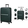 Samsonite Neo Flux Set 2 Valigie - Spinner Cabina Slim (55cm), 39/45 L & Spinner Grande (75cm), 109/121 L, Espandibile, Verde (Jungle Green)