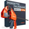 Presch Morsetto falegname 600mm - Forza di serraggio di 150 kg per un fissaggio immediato - Acciaio al carbonio e corpo rinforzato in fibra di vetro per massima stabilità - Con funzione divaricazione