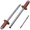 SKIR'CO (100 pezzi) Rivetti ciechi verniciati 3,2 x 8 mm, in alluminio Pop Rivetti, punta da trapano inclusa (rame marrone RAL 8004)