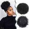BHF Parrucca afro a coda di cavallo con coulisse, capelli sintetici corti e ricci, coda di cavallo a ciambella, 115 g, con due clip, per donne (30,5 cm, 1B)