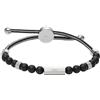 Diesel Bracciale Per Uomo Perline, 16,5 Cm-25 Cm Nero Bracciale Semi-Prezioso, DX1151040