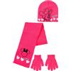 Minni - Minnie Mouse Disney Minni - Coordinati invernali per bambini, Set 3 pezzi, Cappello + Guanti + Sciarpa
