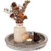 Romadedi Vassoio rustico in legno portacandela, piccolo piatto decorativo per candela, per casa colonica, tavolo da pranzo, cucina, tavolino da caffè, organizer per la casa, bianco lavato, 28 cm
