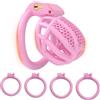 BDSMYEE chastity cage pene gabbia castità per uomo, Gabbie per Pene con 4 cockrings, Gabbia di castità uomo, cock cage per Prevenire L'erezione (Nero, S)