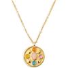 SINGULARU - Collana Medallion Five Stones. Catena con Medaglione in Acciaio con Finitura Placcata Oro 18 Kt e Zirconi. Gioielli da Donna