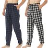 BEGIANT Pantaloni del pigiama da uomo, in cotone, a quadri, Blu Navy + Grigio Nero A Quadretti, Taglia L, 2 Count