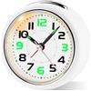 Juboos Sveglia da Comodino Piccola con Luce Notturna,Orologio Analogico Silenzioso,Sveglia da Viaggio con Allarme Graduale, per Camera, Ufficio (Bianco)