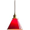 NICRX Lampadario a Sospensione Vintage in Vetro con Cavo Regolabile E27 - Lampada a Sospensione in Ottone per Cucina Sala da Pranzo Camera Bar Caffetteria - Cono o Campana (Cono Rosso)