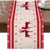 Frigg Runner Tavola Natalizio 230 x 33cm, Runner Tavola Moderno, Decorazioni Natalizie per La Tavola, Tovaglia Rossa Natalizia con Elegante Alce e Fiocco Di Neve Stampato, per Interni ed Esterni, Soggiorno
