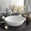 Tidyard Lavandino da Bagno in Ceramica Bianco Opaco, Lavabo da Appoggio Rotondo/Ovale/Rettangolare, Moderno