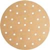 TopHomer Carta Pergamena Perforata 25 cm per Friggitrice ad Aria, Rotonda, Non Sbiancata, 100 Fogli di Carta Assorbente per Friggitrice ad Aria, Cestino per Vapore, Carta da Forno, Forno Antiaderente Marrone