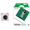 Fujifilm Instax Square Sq 1 Chalk White | Fotocamera A Sviluppo Istantaneo | Modalità One-Touch Selfie & SQUARE, Film Pellicola Istantanea, Formato Quadrato