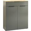 Composad | Mobile Multiuso della Linea GALAVERNA 1 Cassetto, 2 Ante e 3 Ripiani, Mobile Ingresso Moderno, (LxAxP) 83x108x35,5 cm, Grigio Titanio Laccato, Rovere Mielato, Made in Italy