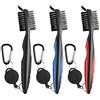 Dadabig 3 Pezzi Spazzola da Golf, Spazzola per La Pulizia del Golf Accessori per Mazze da Golf con Doppia Setola Spazzola da Golf per Mazze con Moschettone/Clip Telescopica-3 Colori (Nero/Rosso/Blu)