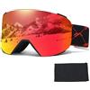 VCOROS Occhiali da Sci con Magnetico Lenti Intercambiabili,YH693C Maschera da Sci OTG per Unisex Anti-UV400 Anti Nebbia Antipolvere Antivento Occhiali da Neve per Ski (04-Argento/Bianco + Lente)