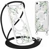 Yoedge Magnetica Cover con Cordino per iPhone 16e/SE 4/SE 2025 6,1 Compatibile con MagSafe, Custodia con Collana Tracolla Laccio, Trasparente TPU Silicone Antiurto Case con Aesthetic Disegni Fiori,02