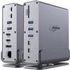 Jorkar Verticale Docking Station USB C triple Monitor, PC Dock hub 15 in 1 con triplo display con 2x 4K HDMI e 1x DP, dati USB-C da 10Gbps e USB-A 3.2 Gen 2, Ricarica PD 100W+Ethernet