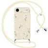 Yoedge Cover con Cordino per iPhone Air/iPhone 17 Air 6,5,Custodia con Corda Regolabile Tracolla Laccio con Fiore Disegno, Sottile Silicone Antiurto Protettiva Case con Aesthetic Disegni Fiori,Bianco