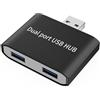 baolongking Dual USB 3.0 Hub Splitter, 2 porte per laptop, adattatore di trasferimento dati ad alta velocità per stampante, tastiera, Samsung Notebook 9 e cavo di ricarica, nero