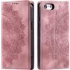 CASEONJAN Cover per iPhone 16e, Pelle PU Custodia a portafoglio con scomparti per Slot Schede, Antiurto Flip Caso Cover per iPhone 16e (Vintage Rosa)