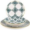 H&H 9185400 Servizio Tavola Coupe, Porcellana, Decoro Emerald, 18 Pezzi