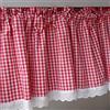 A.Monamour Tenda Corta per Finestra Piccola Rustico Cotone Bianco Rosso A Quadri Scacchi Quadretti Bianco Pizzo Tenda a Pannello a Vetro da Cucina Bistrot Caffè Mezza Mantovana Tendina