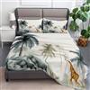 Generic lenzuolo con angoli stampati 160 x 200 cm Animali Giraffe Palme, Soft And Wrinkle Free Luxurious Microfiber Set di lenzuolafacile da pulire per una tasca profonda 30 cm, Crema