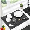 Euqvunn Tappetino Scolapiatti Silicone, GrandeTappeto Scolapiatti Cucina Lavello, Tappetino Asciuga Piatti Pieghevole, Tappetino Scolapiatti Assorbente, Asciugatura Rapida, 51×41cm (Nero)