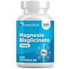 WESALYS Magnesio Bisglicinato 240 Capsule (fino a 4 mesi) I Forma Chelata I Magnesio glicinato. Con Vitamina B6, Organico, Magnesium glycinate, Integratore Muscoli, Sistema Nervoso, Stress, Ossa. Wesalys