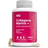 NUTRIBRAIN Collagene Marino Idrolizzato + Acido Ialuronico, Coenzima Q10, Biotina & Vitamina C | 150 capsule | Alta biodisponibilità | 5 mesi | Peptidi Tipo 1 | Pelle, Capelli, Unghie, Ossa, Articolazioni