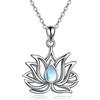 POPLYKE Lotus Collana da donna in argento Sterling con pietra di luna di loto fiore pendente gioielli, Argento sterling, Pietra di luna