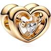 RMMY Bracciale da donna in argento sterling 925 con ciondolo a forma di cuore raggiante e pietra galleggiante in oro con zirconi