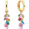 SINGULARU - Orecchini Candy Colors. Ottone con Placcatura Oro 18Kt. Lunghi e Pendenti con Cristalli Colorati e Zirconi. Chiusura Click/Congo. Gioielli da Donna