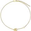 Breil, Collezione Tetra, Collana Donna in Acciaio Specchiato IP Gold, con Forme Iconiche Geometriche e Perla Naturale, Pratica Chiusura, Lunghezza Regolabile 39-45 cm, Colore Gold, Idee Regalo Donna