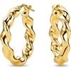 Miore Orecchini Donna Argento Sterling 925 Placcato Oro 18K, Orecchini a Cerchio Dorati ed Intrecciati da 15mm, Gioielli da Donna Made in Italy, con Custodia Portagioie