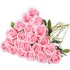 Hotop 20 rose artificiali con stelo lungo, rose realistiche in seta, realistiche al tatto, bouquet di rose in plastica per casa, matrimoni, feste, centrotavola, decorazioni (rosa)
