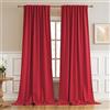 DUALIFE - Tende extra lunghe 335 cm con passante posteriore per asta, isolamento termico, tenda oscurante per soffitto alto, soggiorno, 132 x 335 cm, 2 pannelli, colore rosso