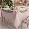 PETTI Artigiani Italiani - Tovaglia Natalizia Antimacchia Quadrata Copritavolo Natalizio Cucina Disegno Fiocco Rosa Piume X4 Posti (140x140 cm) 100% Made in Italy