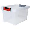 EDA - Scatola portaoggetti da 15 litri Clipstock - Con coperchio - Manici Soft Touch - Imbedibile e sovrapponibile - Adatto al contatto alimentare - 38,5 x 29 x 23 cm - Trasparente