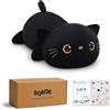 SQEQE Peluche a forma di gatto nero ponderato, peluche a forma di gatto nero, simpatico cuscino morbido regalo per bambini adulti 35 cm, 0,7 kg