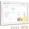 Marribol Lavagna bianca con calendario settimanale cancellabile a secco da parete, 40,6 x 30,5 cm, cornice in legno massello bianco, design minimale/moderno, lavagna magnetica per lista delle cose da