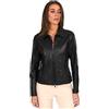 D'Arienzo Giacca Donna Nera Giubbotto Collo Camicia Moto Vera Pelle Made in Italy Vale Cam L/Nero