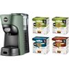 Lavazza, A Modo Mio Macchina per Caffè Tiny Eco Verde con 64 Capsule ¡Tierra! Assortite, Macchina per Espresso in Plastica Riciclata, 1450 W, 220-240 V, 50/60 Hz, 0.6 Litri